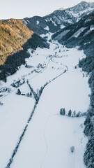 Snowy winter mountains in oberweng upperaustria