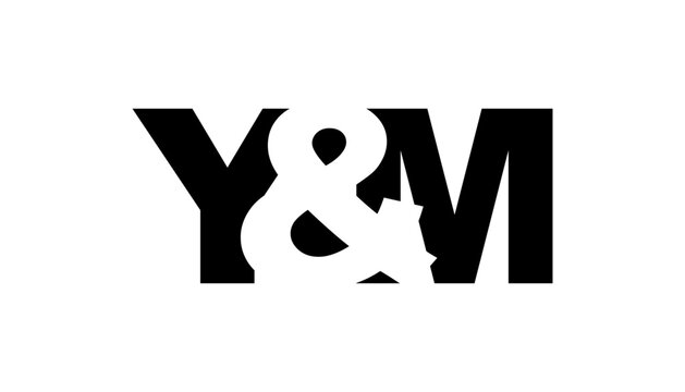 YM logo design in bold style. Black white identity symbol. Modern typography emblem. Corporate branding icon.