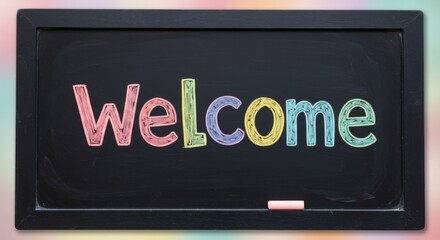 Obraz premium Colorful Welcome Message on Blackboard