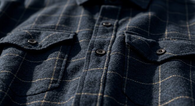 Closeup of Blue and Yellow Plaid Flannel Shirt