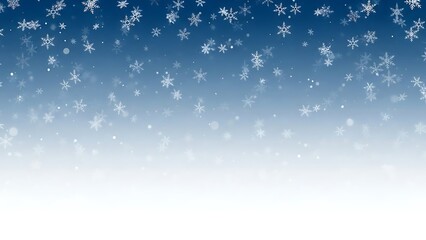 Snow falling on blue and white gradient background snowflakes falling snow blue background white background