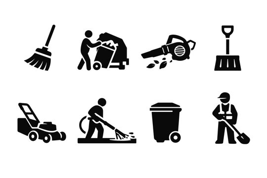 Set of vector icons depicting various maintenance activities