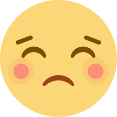 Simple Flat Yellow Sad Face Emoticon with Blush Illustration Graphic