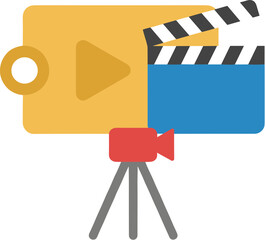 Simple Flat Style Digital Movie Making Process Illustration Icon