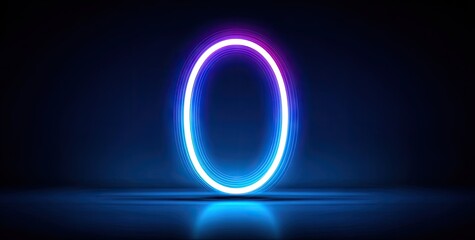 Neon light oval shape on dark background futuristic concept