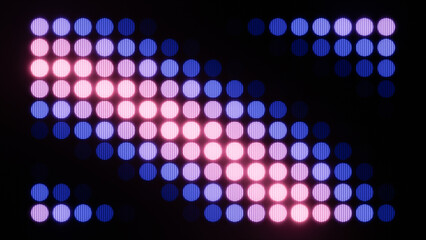 Neon colored dots glowing on a led display, creating a colorful and vibrant light show