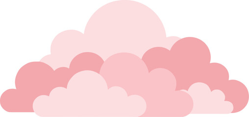 Simple Flat Style Pink Fluffy Cloudscape Decoration Icon Illustration