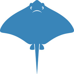 Simple Flat Style Stingray Cartoon Aquatic Animal Sea Creature Icon