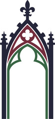 Elegant Flat Color Church Window Arch Shape Graphic Element