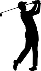 Silhouette Detailed Golf Swing Man Athlete Sport Illustration Graphic