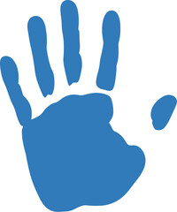 Simple Graphic Blue Hand Print Shape Symbol Icon Isolated Design
