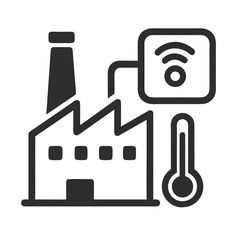 Obraz premium Smart Factory Monitoring Icon with IoT and Temperature