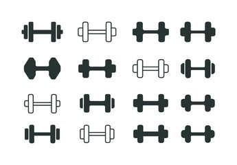 Obraz premium Healthy Lifestyle Icons. Healthy lifestyle. Icon set. Set Logo of healthy lifestyle: dumbbell pair. harmonious logo variations of the same emblematic concept,