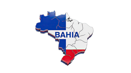 3D Map of Bahia, Brazil with Flag Colors