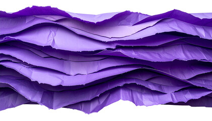Close up of layered, torn purple paper creating a wave-like design