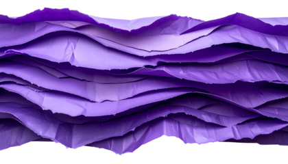 Close up of layered, torn purple paper creating a wave-like design