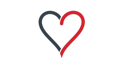 Heart symbol with red and dark grey colors on white background