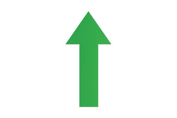 Bright green upward arrow symbolizing progress, growth, and success on transparent background for business or digital use