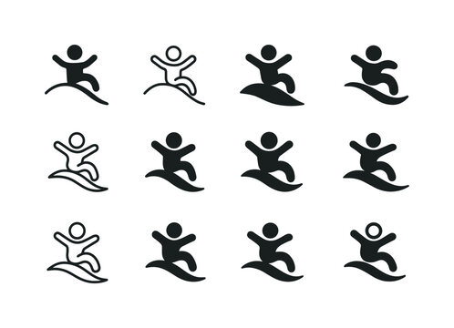 Hillside Emblem Variations. Rolling down the hill. Icon set. Set Logo of rolling down the hill: hill curve. harmonious logo variations of the same emblematic