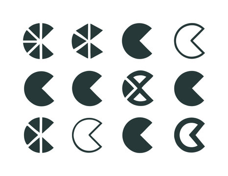 Paradigm Shift Icon Grid. Paradigm shift. Icon set. Set Logo of paradigm shift: paradigm break symbol. harmonious logo variations of the same emblematic