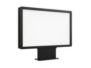Modern digital display screen with black frame and stand