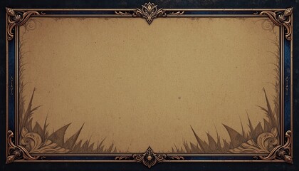 Vintage ornate gold frame with floral design on brown background