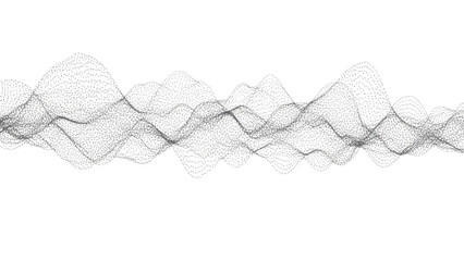 Abstract pattern of interconnected fine lines forming a dynamic wave design in monochrome style suitable for backgrounds isolated on transparent background