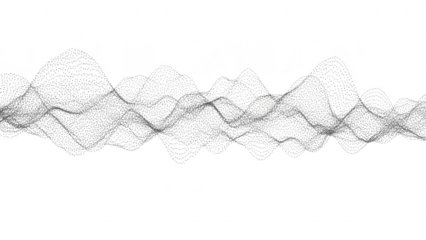 Abstract pattern of interconnected fine lines forming a dynamic wave design in monochrome style suitable for backgrounds isolated on transparent background