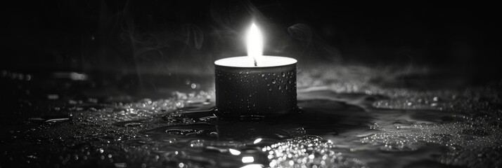 The simple yet striking beauty of a single candle bringing warmth and light to the darkness. Black and white art