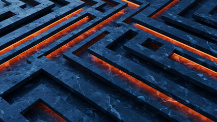 Dark Maze with Orange Accents and Shadows.