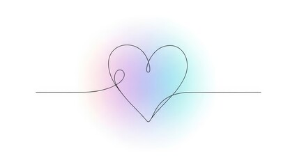 Stunning heart line art with vibrant gradient background