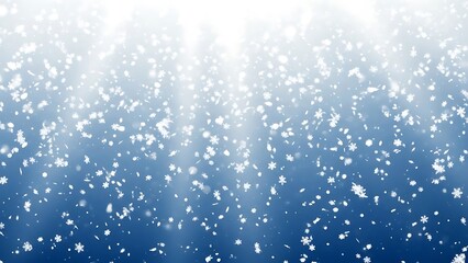 Obraz premium Snowflakes Falling on Blue Background with White Light falling snow