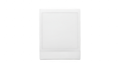 Blank white polaroid photo frame with clean minimal design isolated on transparent background