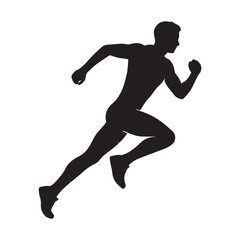 Running man silhouette in motion, fitness and sport vector illustration