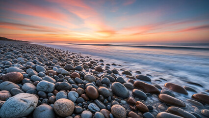 Serene Rocky Beach at Sunset Time.