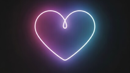 Vibrant neon heart glowing with purple and blue light