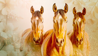 three horse background 