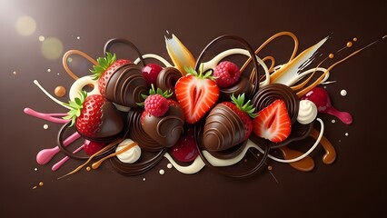Delicious chocolate covered strawberries with a vibrant splash of sweet toppings