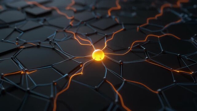 Abstract visualization of a glowing neuron with interconnected pathways, representing neural networks and artificial intelligence.
