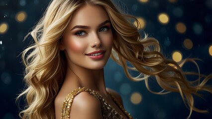 Beautiful Young Woman in Elegant Evening Wear for Celebration and Events