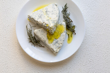  Close-Up of Walnuts with French Roquefort Cheese