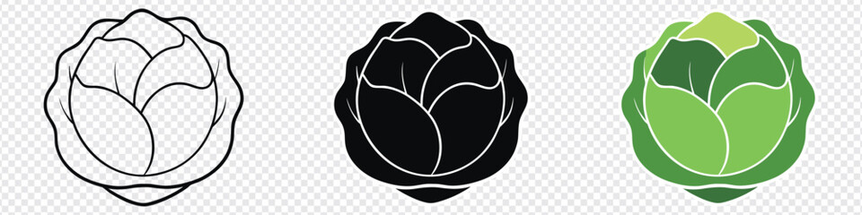 Cabbage icon vector design. Fresh green cabbage symbol. Silhouette of cabbage, vegetable. fresh food ingredient icon. cabbage glyph icon.