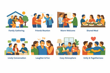 Illustration of diverse and happy community social interactions