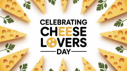 Celebrating cheese lovers day with delicious wedges and vibrant parsley garnish