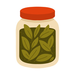 Jar of loose leaf tea with lid. For tea packaging, labels, cafe menus, grocery promos, recipe cards, food blogs.