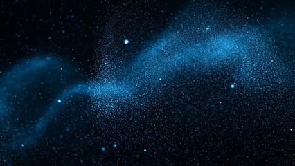 Dark blue background with falling snowflakes and particles