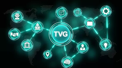 Global business network with TVG acronym and digital world map illustration image photo - Powered by Adobe