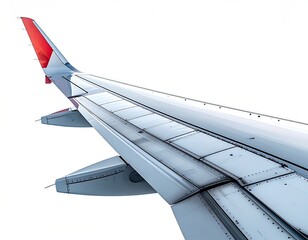 Aircraft wing detail with white body and red tip