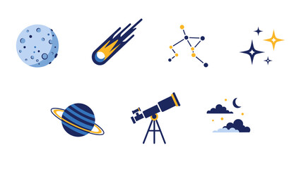 Space Elements and Astronomy Icons Set.