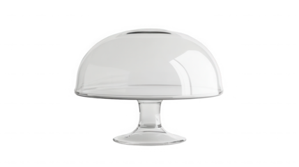 Elegant glass cake stand with a clear dome cover for displaying desserts on transparent background. on transparent background